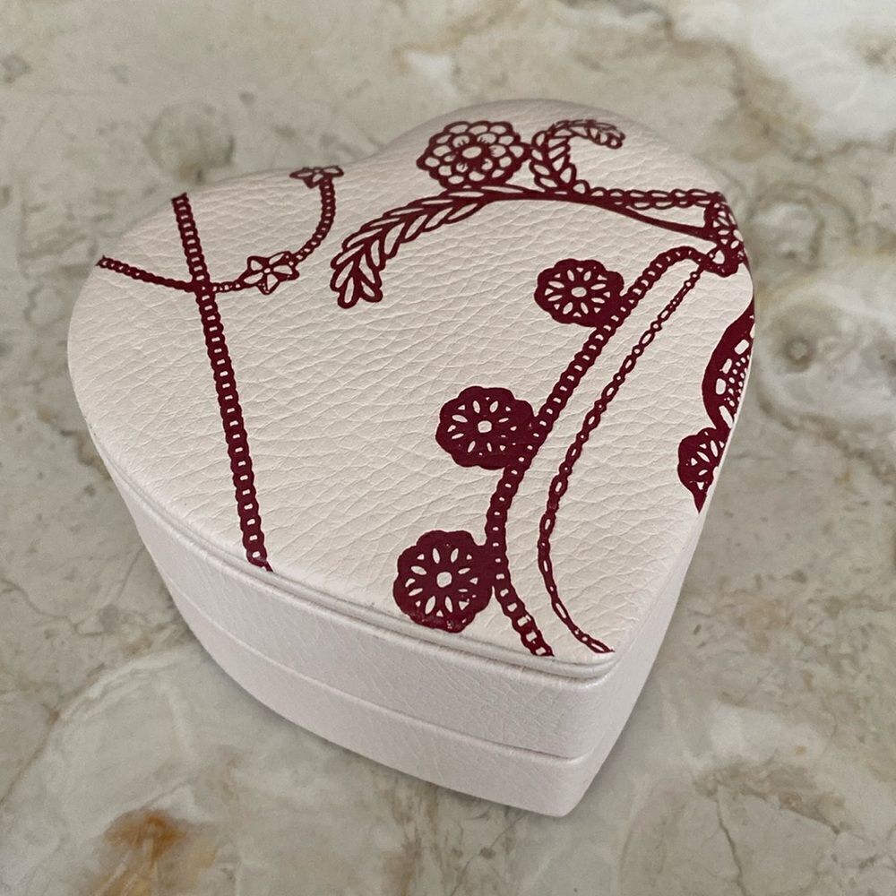 Pandora Genuine Leather Heart Shaped 2-Level Storage Box